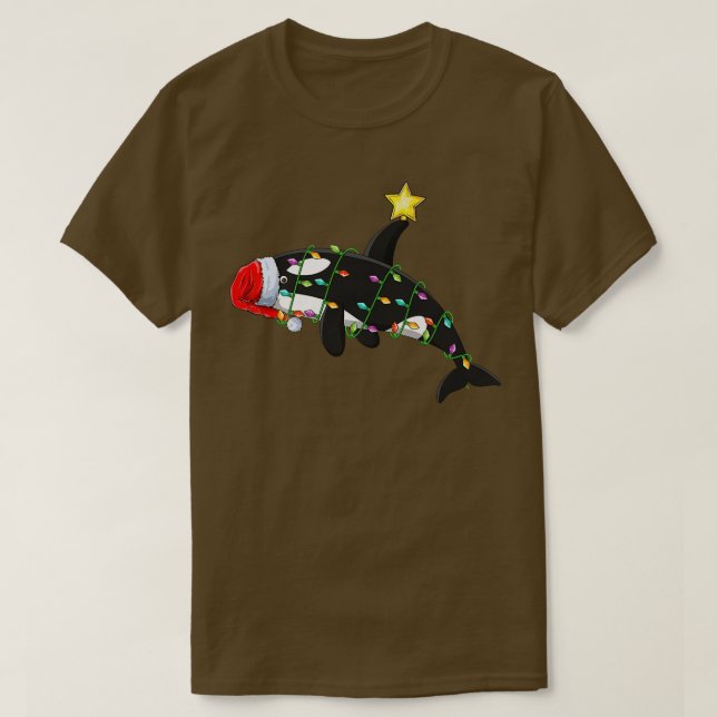 Camiseta Orca Fish Lighting Xmas Tree Mating Orca Christm (Diseño del anverso)