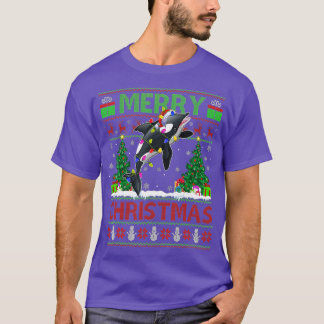 Camiseta Orca Fish Lover Xmas Iluminando Santa Ugly Orca Ch