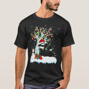 Camiseta Orca Fish Xmas Árbol iluminar Santa Hat Orca Crist
