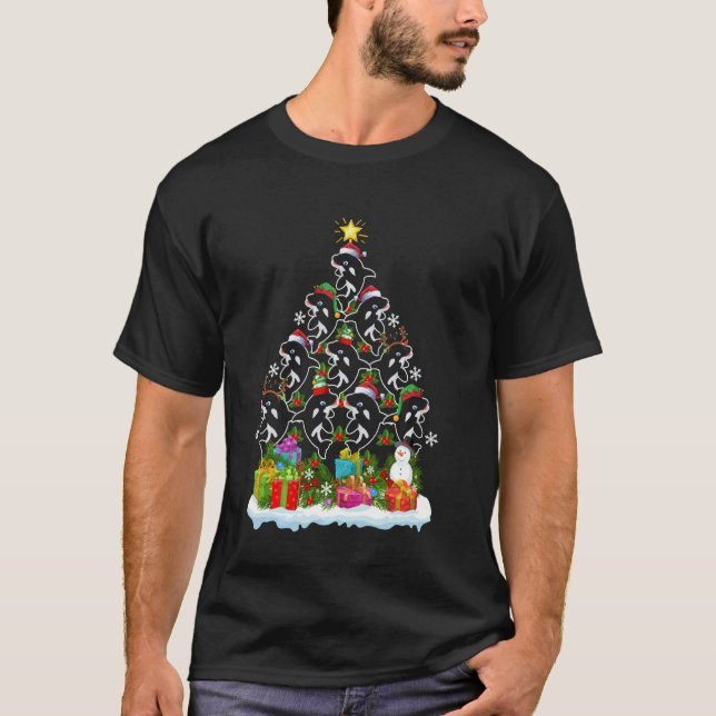 Camiseta Orca Fish  Xmas Holiday  Orca Christmas Tree Long  (Anverso)