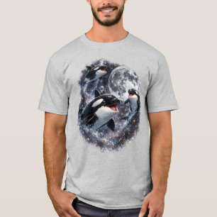 Camiseta Orca Luna   Ballena Asesina Océano   Divertida Vid