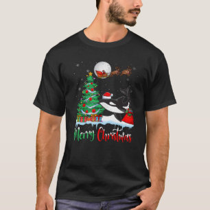 Camiseta Orca Usando Santa Hat Xmas Feliz Navidad Orca P
