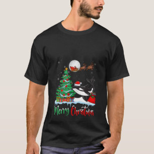 Camiseta Orca Usando Santa Hat Xmas Feliz Navidad Orca V