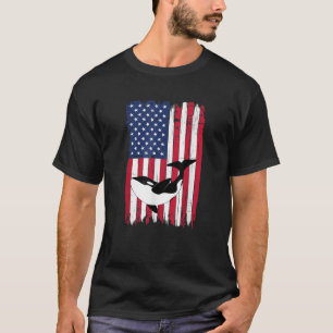 Camiseta Orca Whale Silhouette Bandera Americana Estados Un