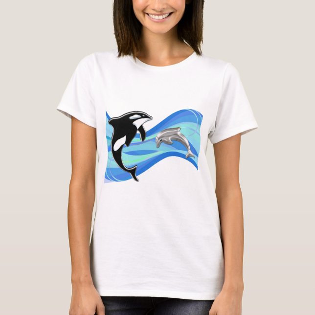 Camiseta Orca y delfín en las ondas (Anverso)