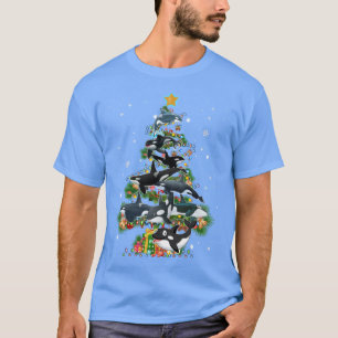 Camiseta Orcas divertidas Árbol de Navidad ama a las Orcas
