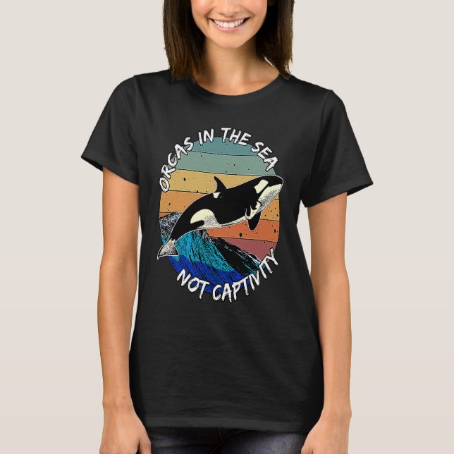 Camiseta Orcas En El Mar No Los Animales De Cautividad Debe (Anverso)