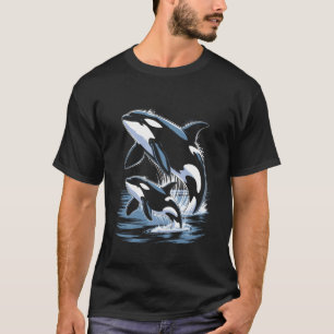 Camiseta Orcas saltando en agua del océano