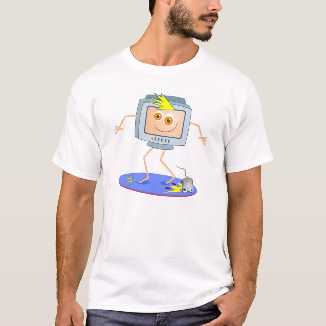 Camiseta Ordenador que practica surf la red (Anverso)