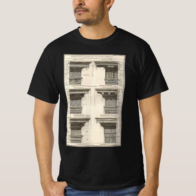 Camiseta Órdenes de Arquitectura, Entablataciones Vintage (Anverso)