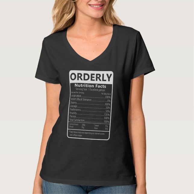 Camiseta Orderly Nutrition Facts Sarcastic Graphic (Anverso)