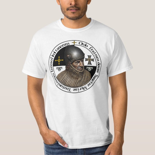Camiseta Ordo teutonicus Shirt con una cabeza de caballero (Anverso)