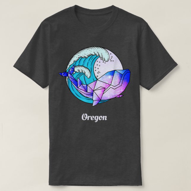 Camiseta Oregon Japanese Paint Geometric Orca Killer Whale  (Diseño del anverso)