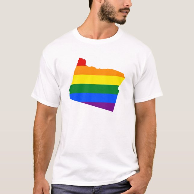 Camiseta Oregón LGBT, mapa de la bandera de los Estados Uni (Anverso)