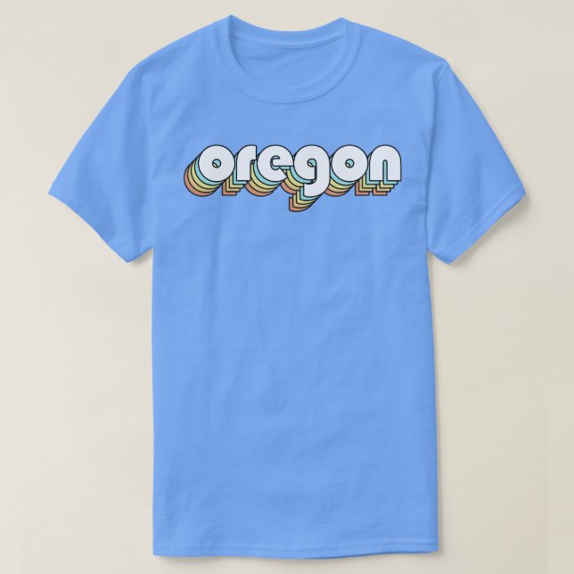 Camiseta Oregon Retro Rainbow Typography Style (Diseño del anverso)
