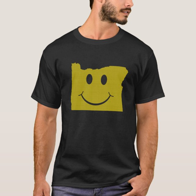 Camiseta Oregon Shaped Happy Face Yellow Oregonian Webfoot (Anverso)