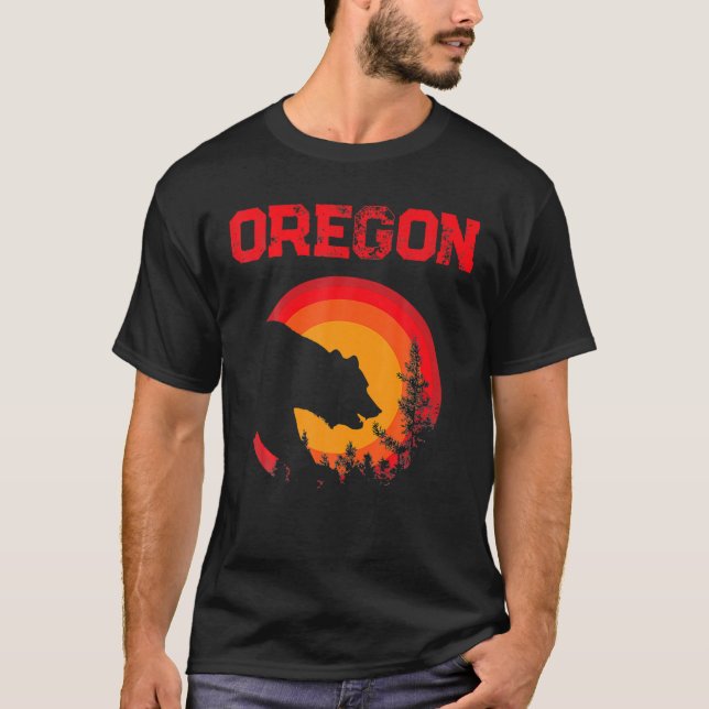 Camiseta Oregon State Retro Sunset Bear Souvenir Novedad Gi (Anverso)