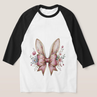 Camiseta Orejas de conejito floral con arco rosado - Elegan