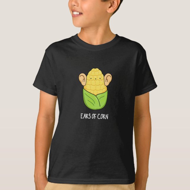 Camiseta Orejas De Maíz Gracioso Pun Oscuro BG (Anverso)