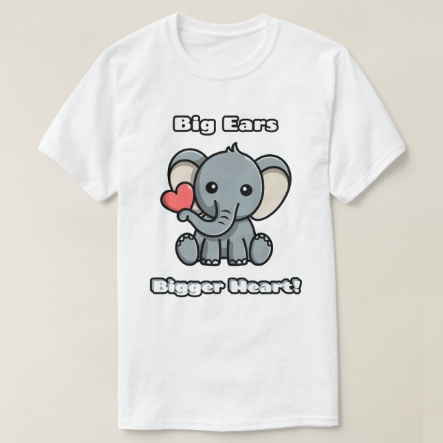 Camiseta ¡Orejas más grandes! Elefante Adorable (Diseño del anverso)