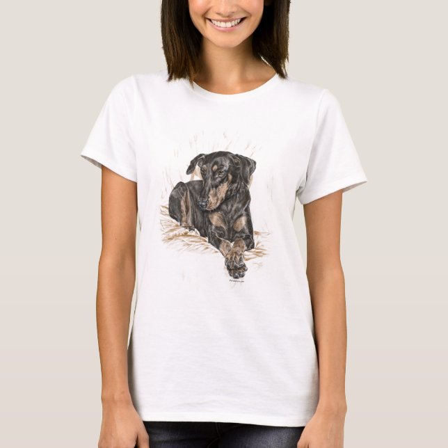 Camiseta Orejas naturales del perro Doberman (Anverso)