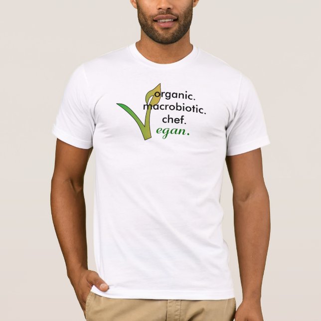 Camiseta organic.macrobiotic.chef., vegan. (Anverso)