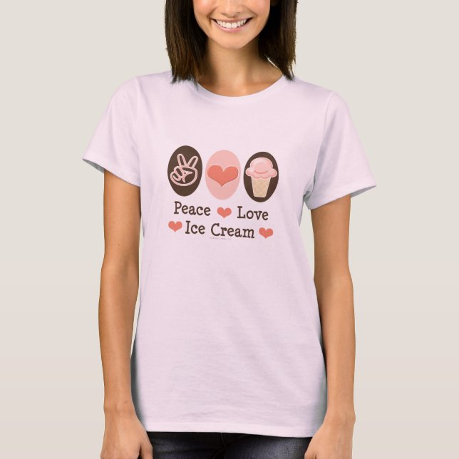 Camiseta Orgánica de Crema de Hielo de Amor Paz (Anverso)