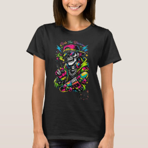 Camiseta Orgánica Mujer Esqueleto Patinador Viaja