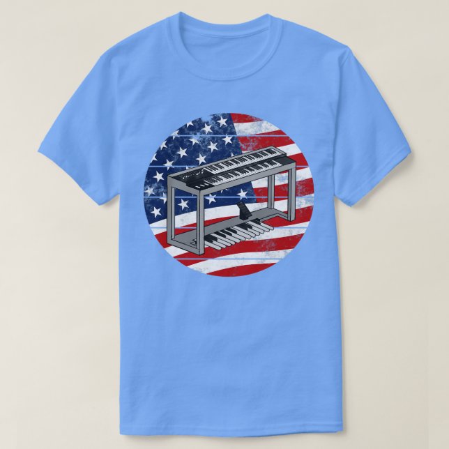 Camiseta Órgano de Jazz USA Bandera Orgánica Músico 4 de Ju (Diseño del anverso)