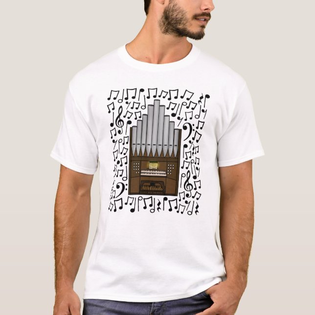 Camiseta Órgano de la Iglesia Notas Musicales Músico Orgáni (Anverso)