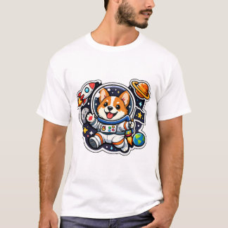 Camiseta orgi Astronauta Perro Lindo en el Espacio Recorte