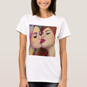 Camiseta Orgullo acuático dos mujeres comparten un beso