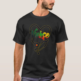 Camiseta Orgullo afroamericano Enfermera con estetoscopio