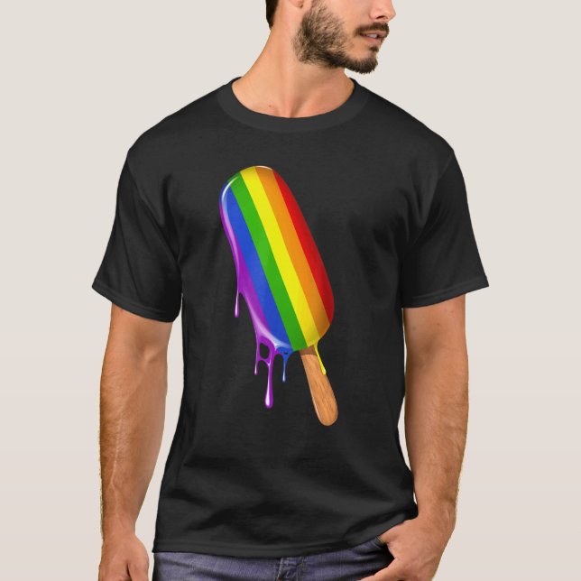 Camiseta Orgullo aliado helado crema de arcoiris bandera ga (Anverso)