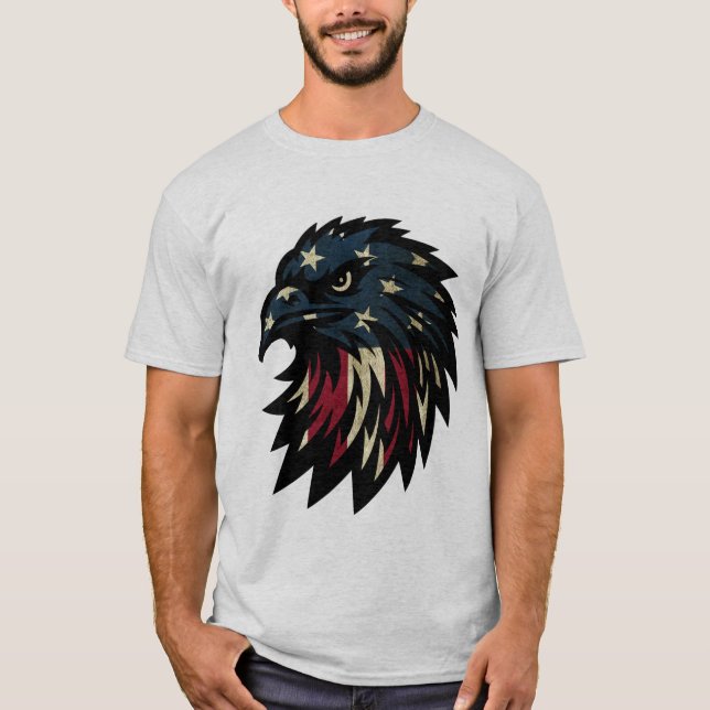 Camiseta Orgullo americano, águila azul rojo patriótica (Anverso)