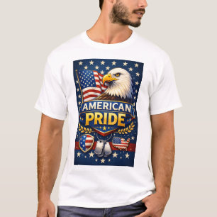Camiseta Orgullo Americano - Águila Calva y Bandera de EE.