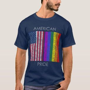 Camiseta Orgullo americano ante la anticuada bandera arcoír