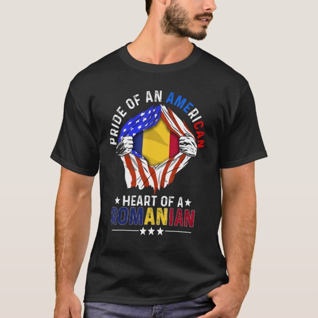 Camiseta Orgullo americano rumano Orgullo extranjero Rumani (Anverso)
