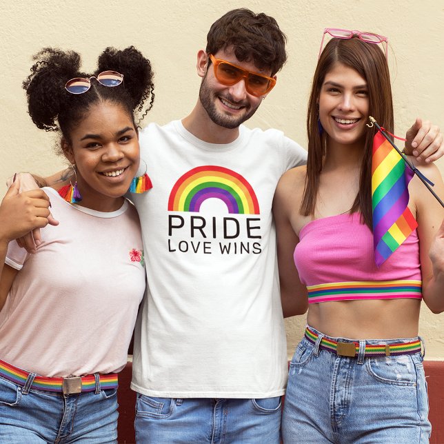Camiseta Orgullo Amor Gana Arcoíris Hombres Blanco (Subido por el creador)