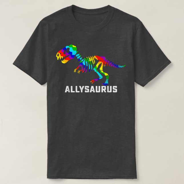 Camiseta Orgullo arcoiris de dinosaurio Skeleton Orgullo Ga (Diseño del anverso)
