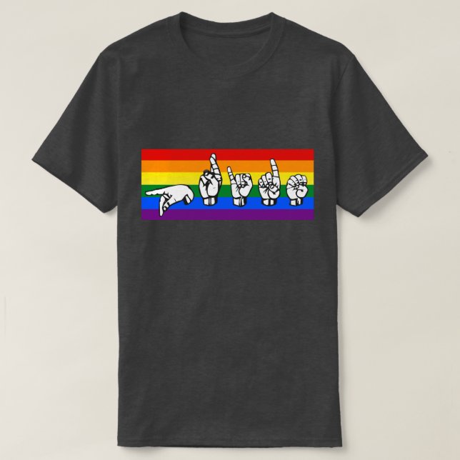 Camiseta Orgullo arcoiris Lenguaje de Rótulo americano LGBT (Diseño del anverso)