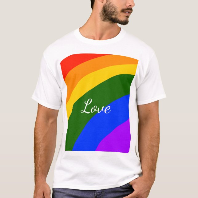 Camiseta Orgullo arcoiris mes amor agregar nombre de texto  (Anverso)