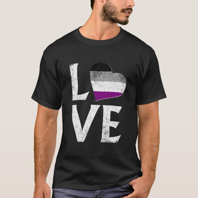Camiseta Orgullo asexual amor apilado (Anverso)