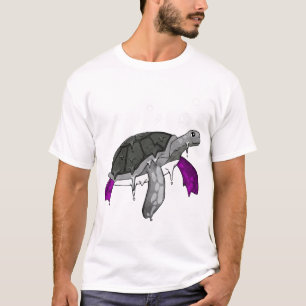 Camiseta Orgullo asexual bandera Ace tortuga marina Sutil L