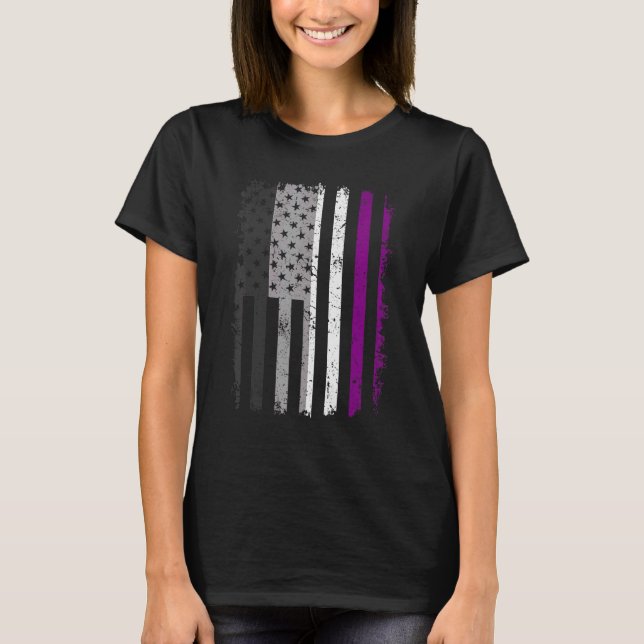 Camiseta Orgullo asexual Bandera Estadounidense Amor Gana O (Anverso)
