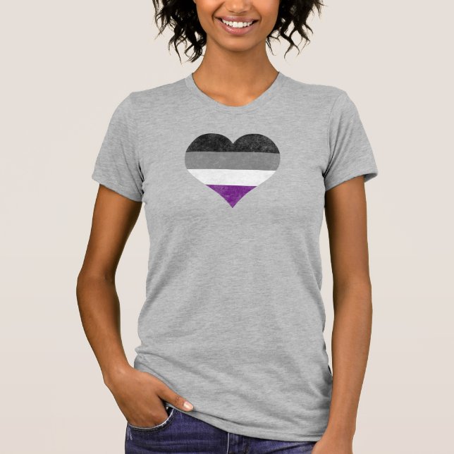 Camiseta Orgullo asexual de corazón arcoiris [ As | Demi |  (Anverso)