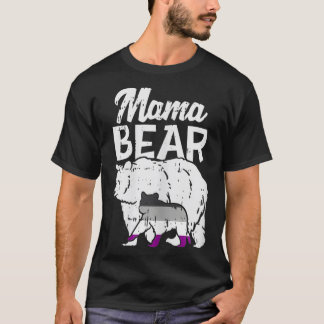 Camiseta Orgullo asexual femenino mamá osa bandera de hielo