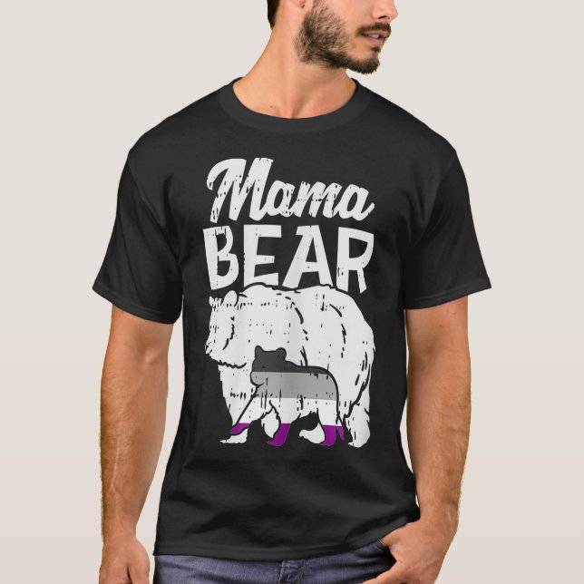 Camiseta Orgullo asexual femenino mamá osa bandera de hielo (Anverso)