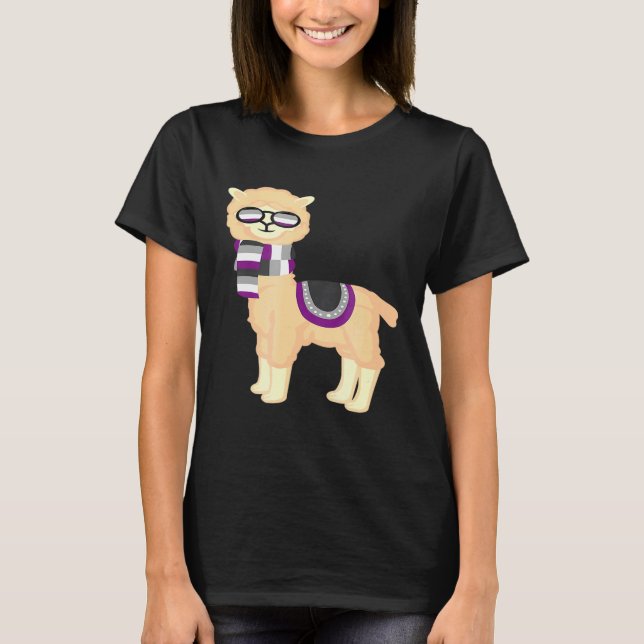 Camiseta Orgullo asexual Guay Llama con Ace Pride Sunglasse (Anverso)