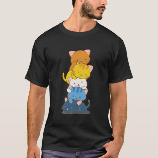 Camiseta Orgullo Aual Arotico Gatos Kawaii Lgbtq Aroace